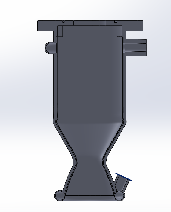 Cross-section of the regeneratively-cooled chamber and nozzle