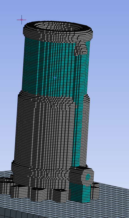 Regen chamber LPBF build-preparation mesh on the build plate